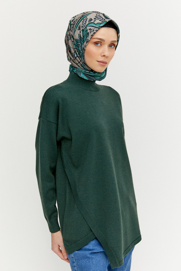 Asimetrik Kesim Basic Triko Tunik - 2