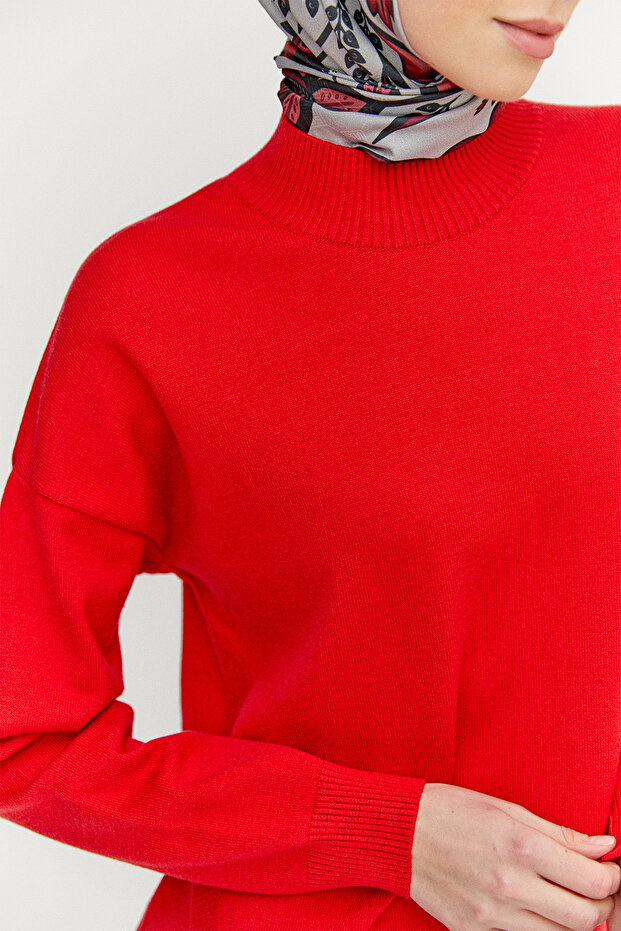 Asimetrik Kesim Basic Triko Tunik - 5