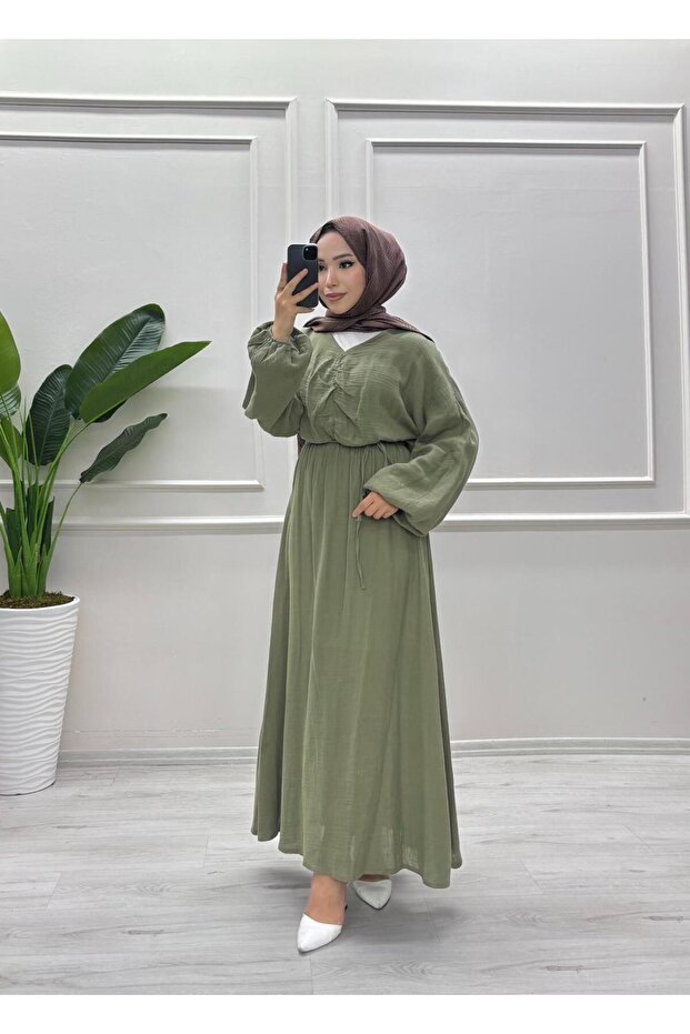 MÜSLİN KUMAŞ ELBİSE - 1