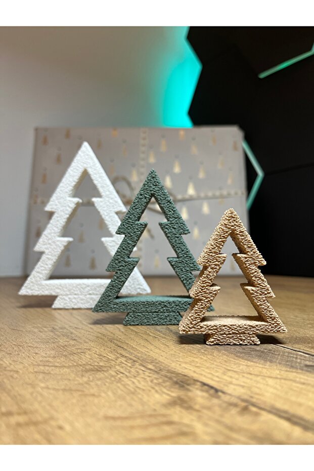 Modern Textured Christmas Tree Ornament Set (3 Pieces)