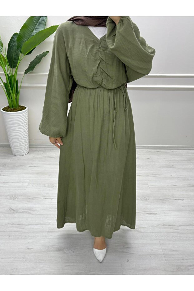 MÜSLİN KUMAŞ ELBİSE - 4