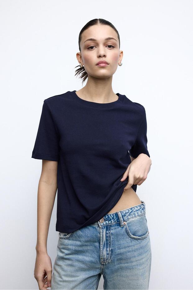 Basic regular fit kalın tişört - 1