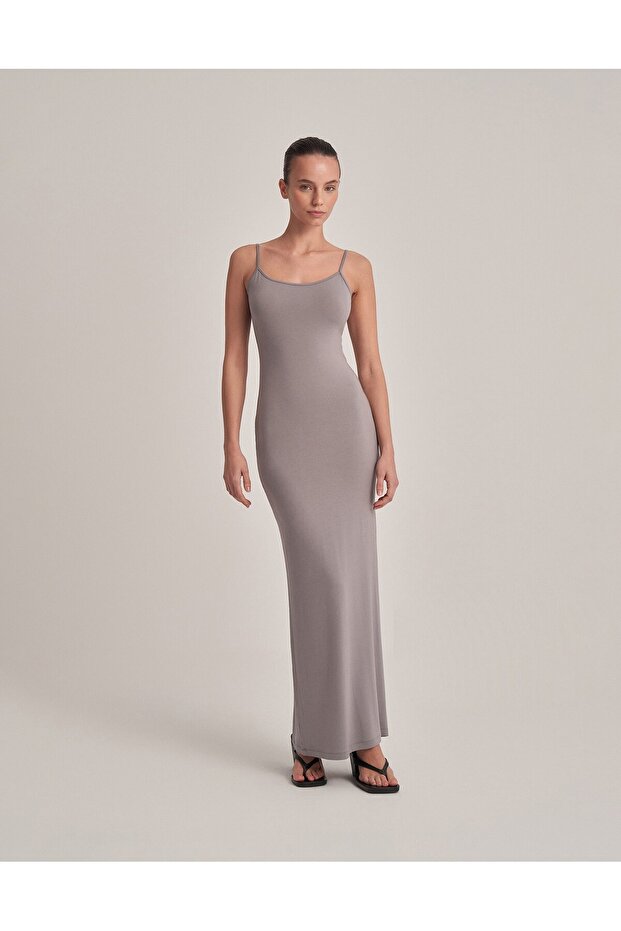 Women's Backless Strappy Long Dress Ash Gray Single Item Summer Casual Stylish Comfortable Cut