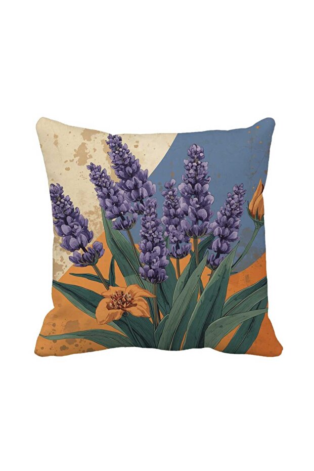 Lavender Floral Pattern Throw Pillow Cover – Botanical Purple Flower 43 X 43 cm Suede