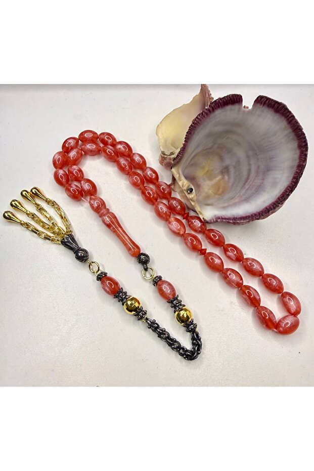 Heavy Design Brass Tassel Opal Simile Prayer Beads