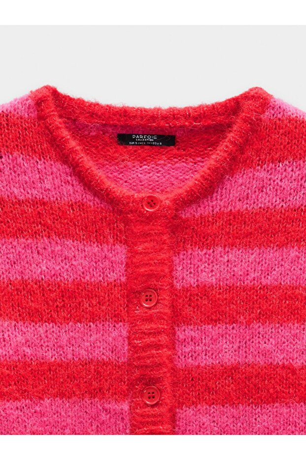 Çizgili Örme Hırka - 6