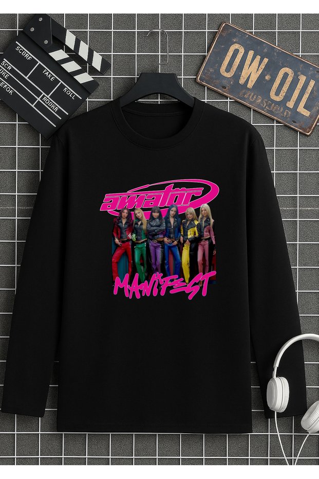 Manifest Zoktay, Sueda,Mi̇na, Esi̇n, Hi̇lal, Li̇dya Bask Printed Cover Black Long Sleeve 100% Cotton Organic
