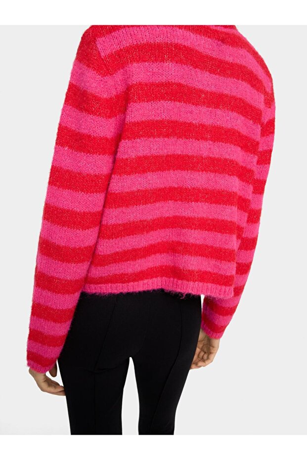 Çizgili Örme Hırka - 4