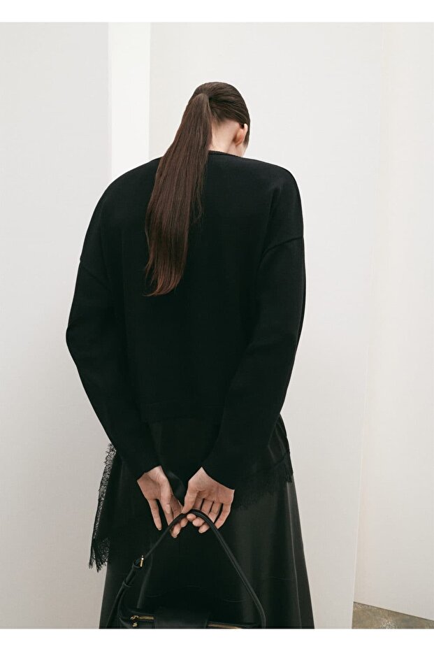 Dantel detaylı kazak - 4