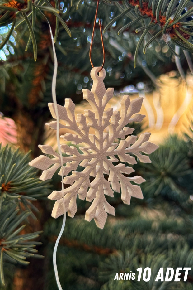Minimal Snowflake Christmas Tree/Door-Glass Ornament (10 Pieces) | Sparkling & Elegant Decor