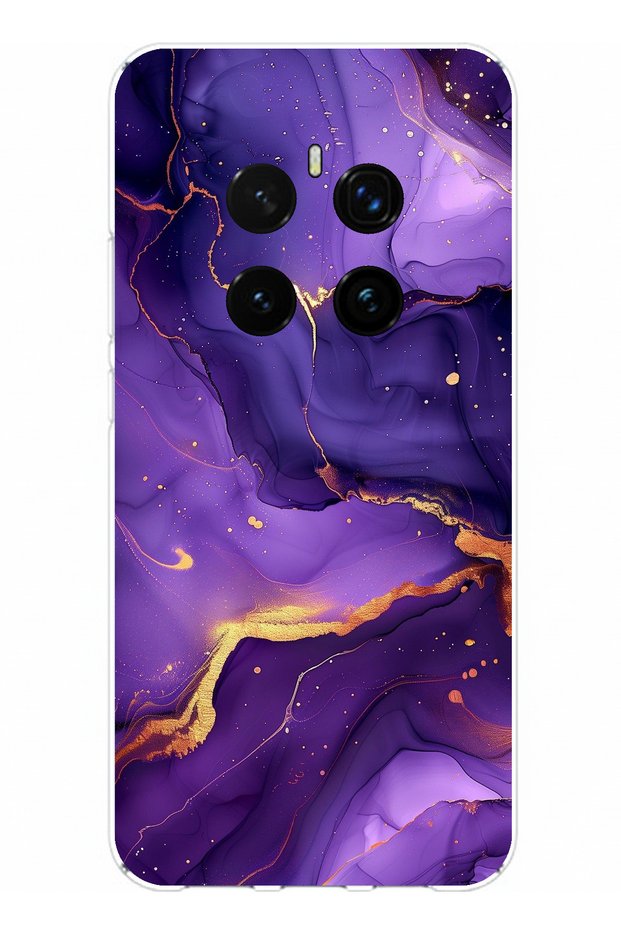حافظة سيليكون متوافقة مع هاتف Honor Magic 7 PRO من الرخام الأرجواني مطبوع