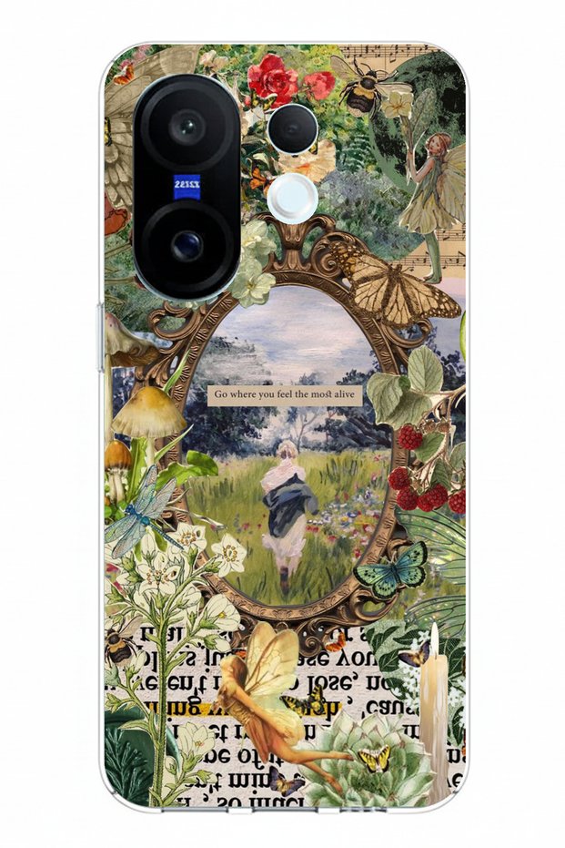 Vivo X200 Fe Compatible Green Nature Printed Silicone Case