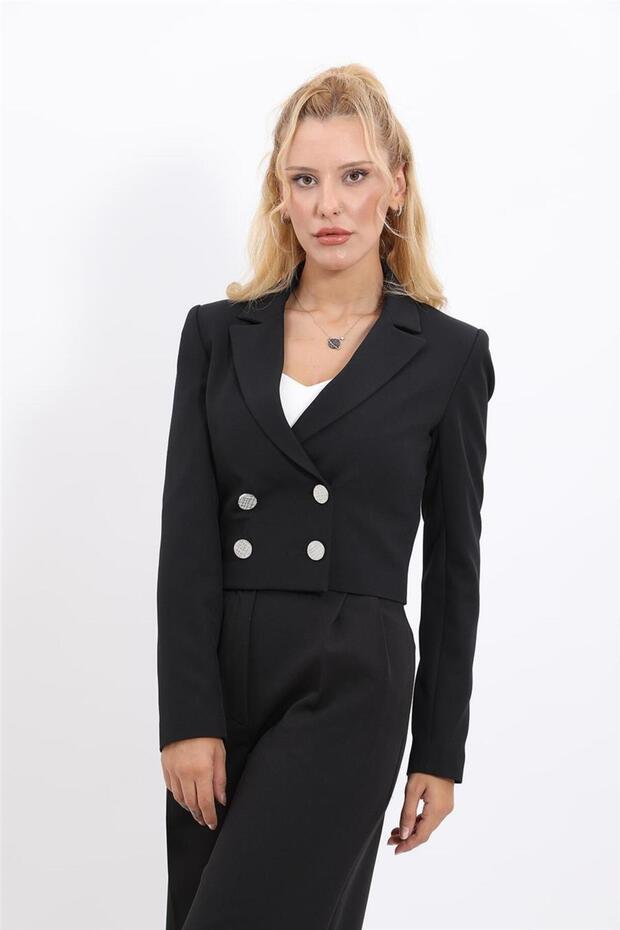 Mini Blazer Ceket-Siyah - 4