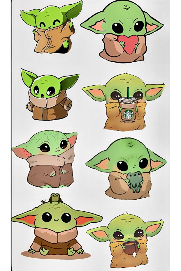 Cute Green Space Character Sticker Set – Cartoon Style Decorative Sticker (22X30 cm)