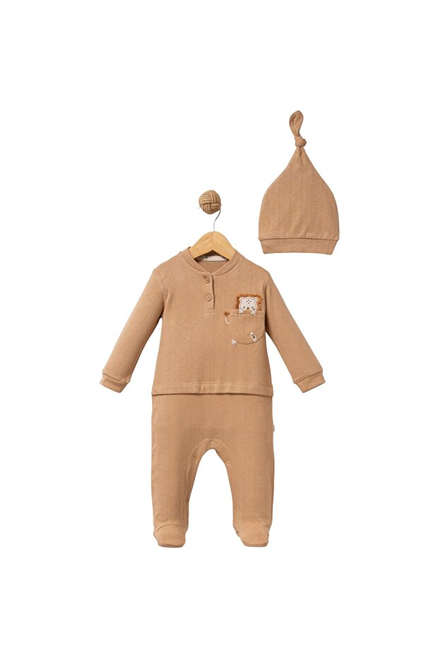 100% Organic Baby Jungle Embroidered Luxury Baby Booties Romper