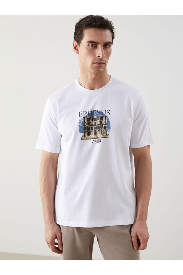 Crew Neck Printed Combed Cotton Men's T-Shirt