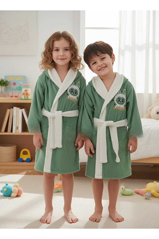 Unisex Children's Labubu Bathrobe - 100% Organic Cotton