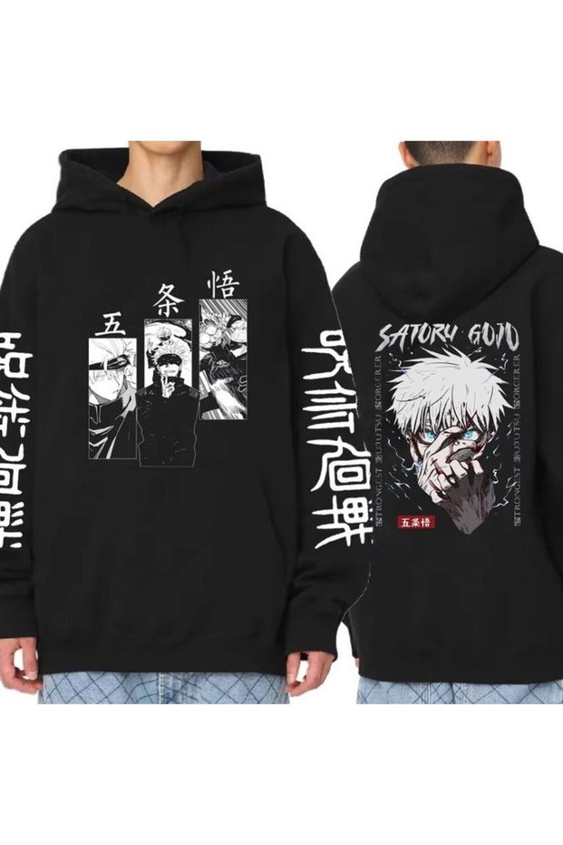 Gojo Satoru from Jujutsu Kaisen Anime Manga Printed 3 Thread Quality Hooded Anime Sweatshirt