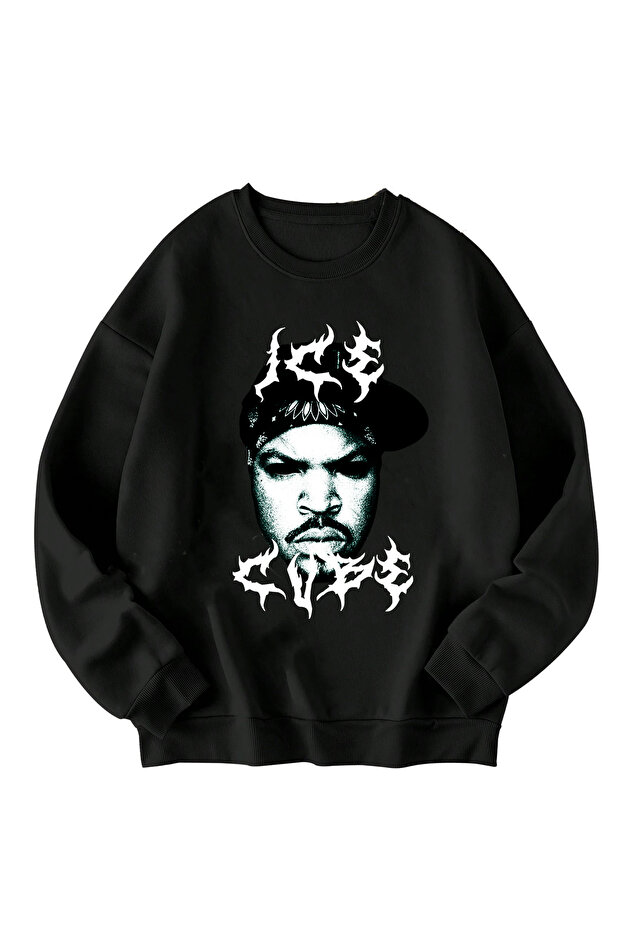 سويت شيرت Ice Cube مطبوع قصة فضفاضة للجنسين