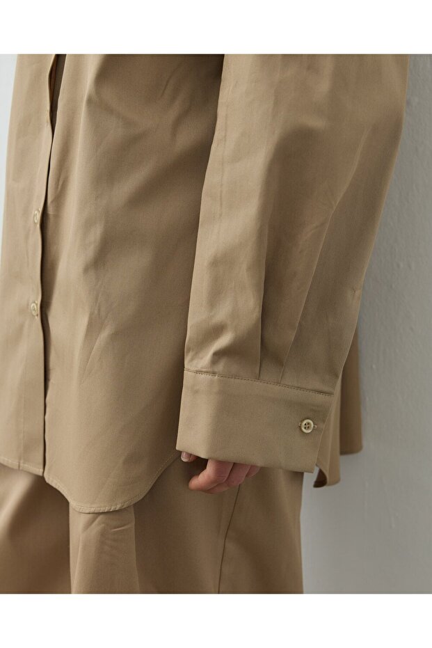 Paper Gabardin Basic Must Gömlek Camel - 5