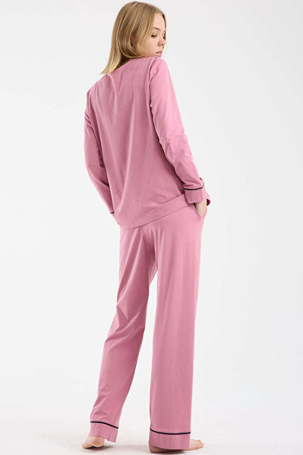 Komplet pidžama sa dugmićima - Prašnjava ruža - 6