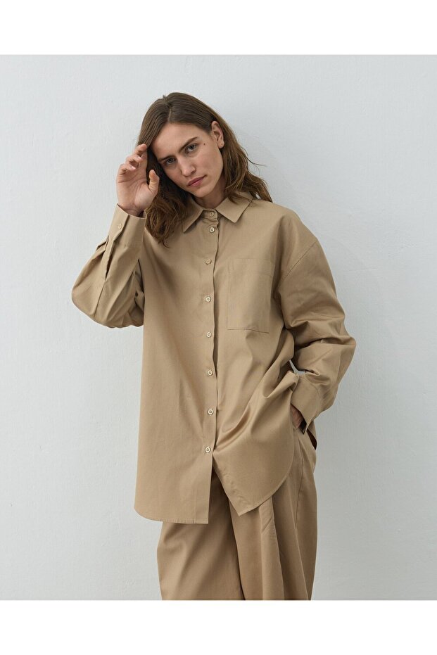 Paper Gabardin Basic Must Gömlek Camel - 6