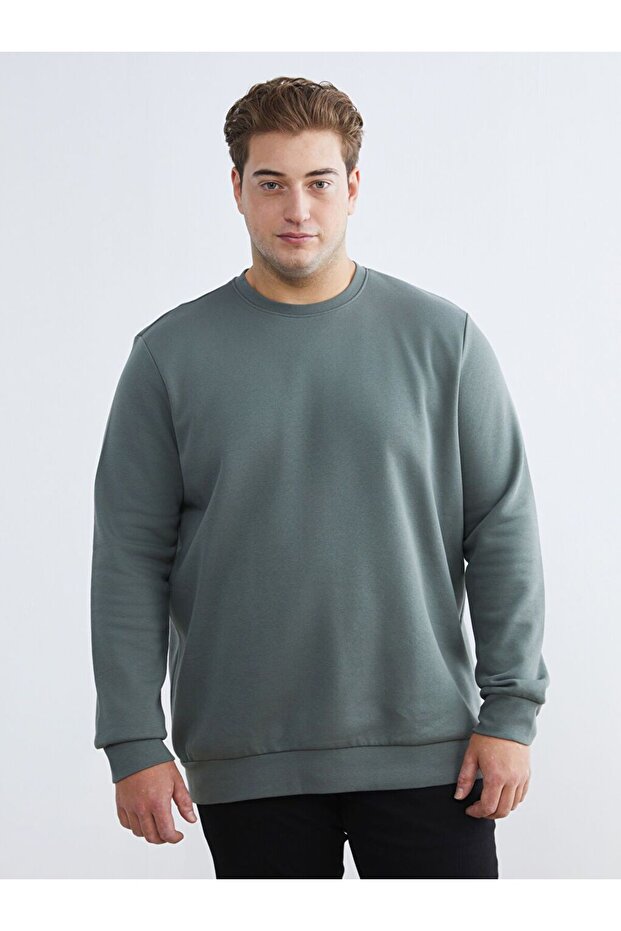 Plus Size Crew Neck Men's Sweatshirt