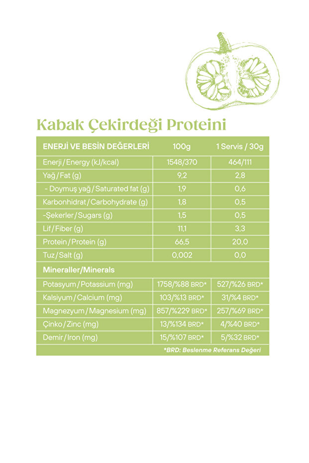 Kabak Çekirdeği Proteini 330 g | %100 Bitkisel Protein - 9