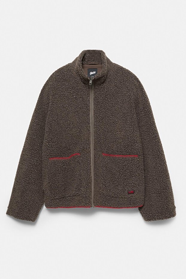 Nakışlı suni yünlü ceket - 6