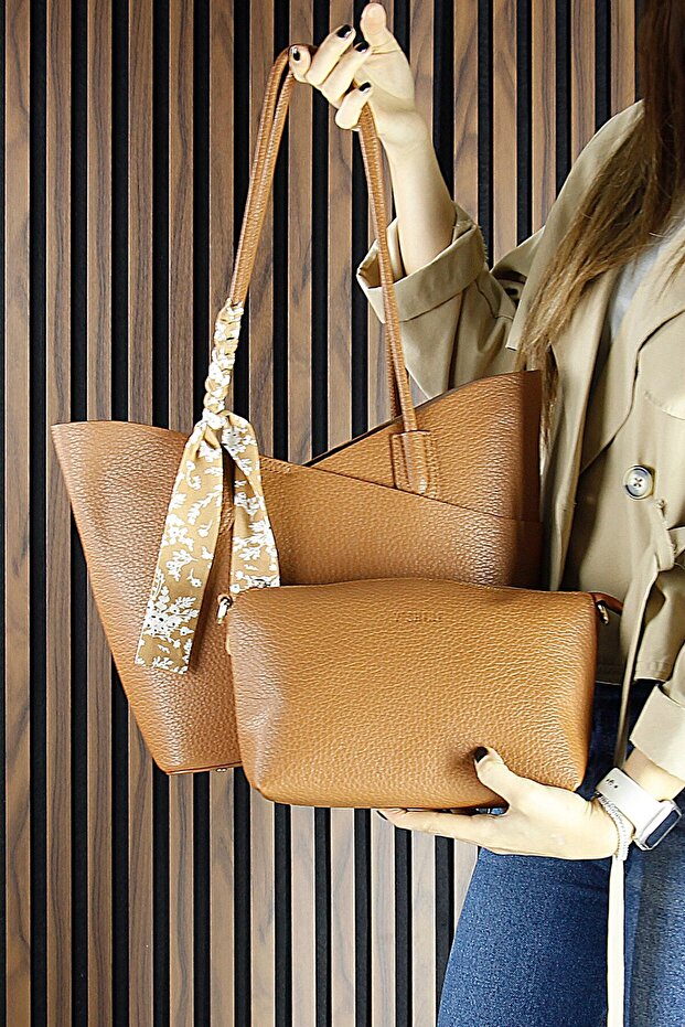 Taba Vegan Large Size Daily Shoulder Bag with Magnetic Closure and Handbag with Strap