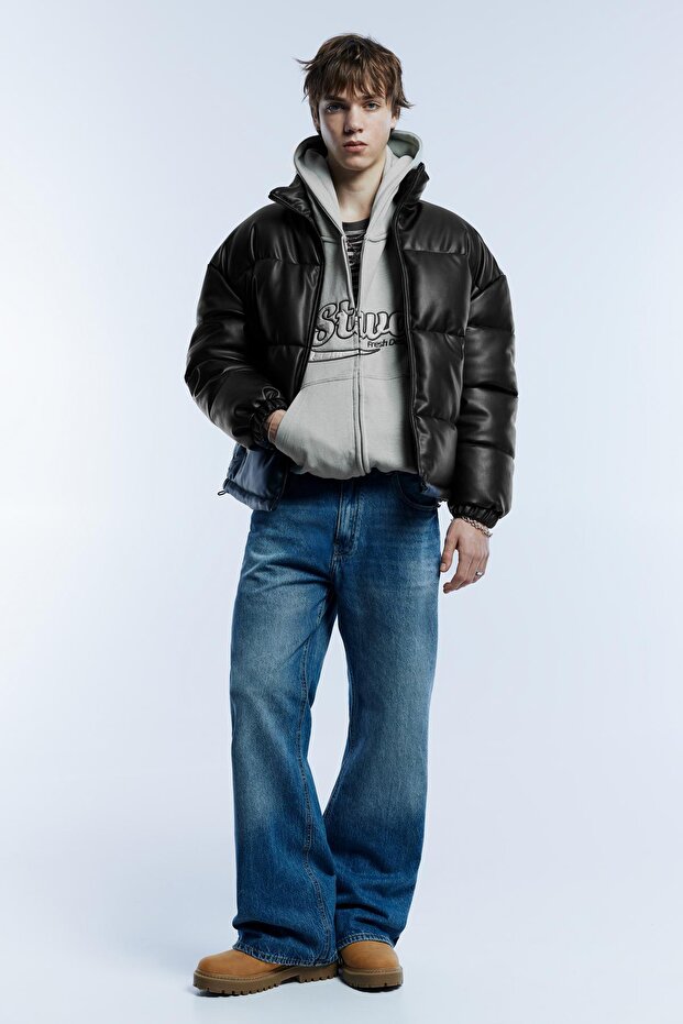 Suni deri şişme ceket - 2