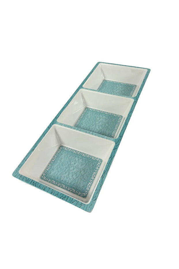 Melamine 15 Inch Coring Ware Floral Designed 3 Section Tray- White