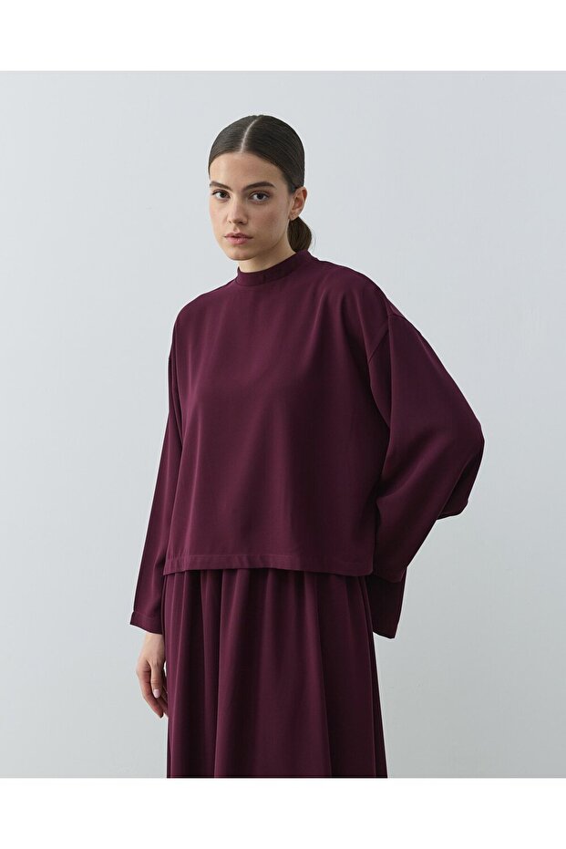 Krep Basic Bluz Mürdüm - 3