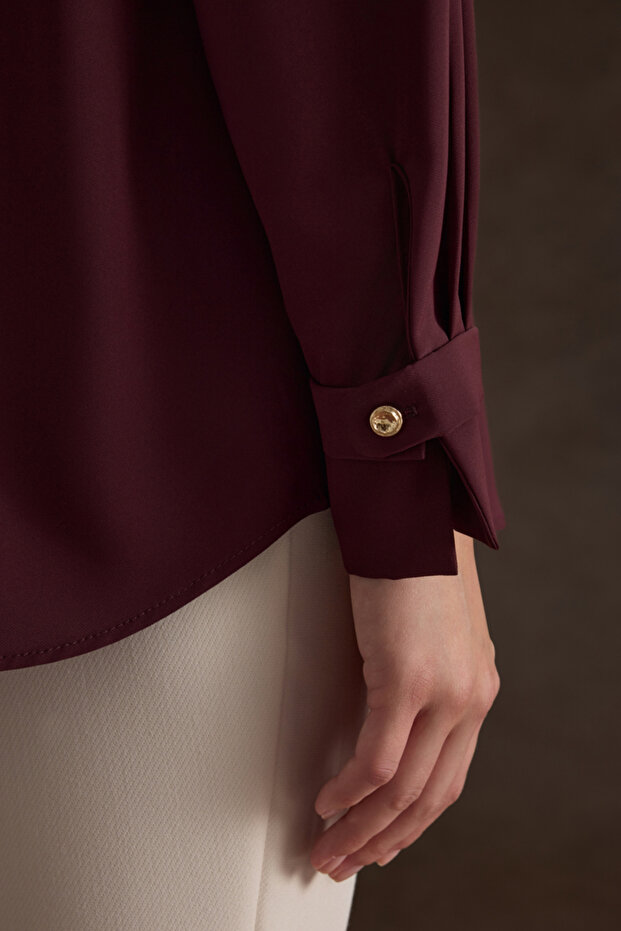 Bordo Dokuma Bluz - 4