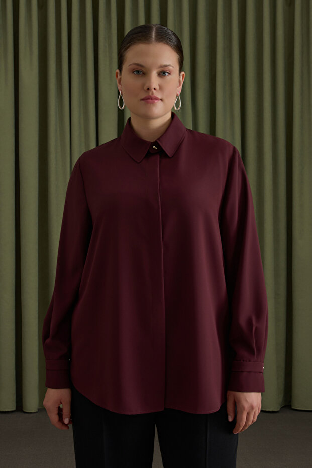 Bordo Dokuma Bluz - 2