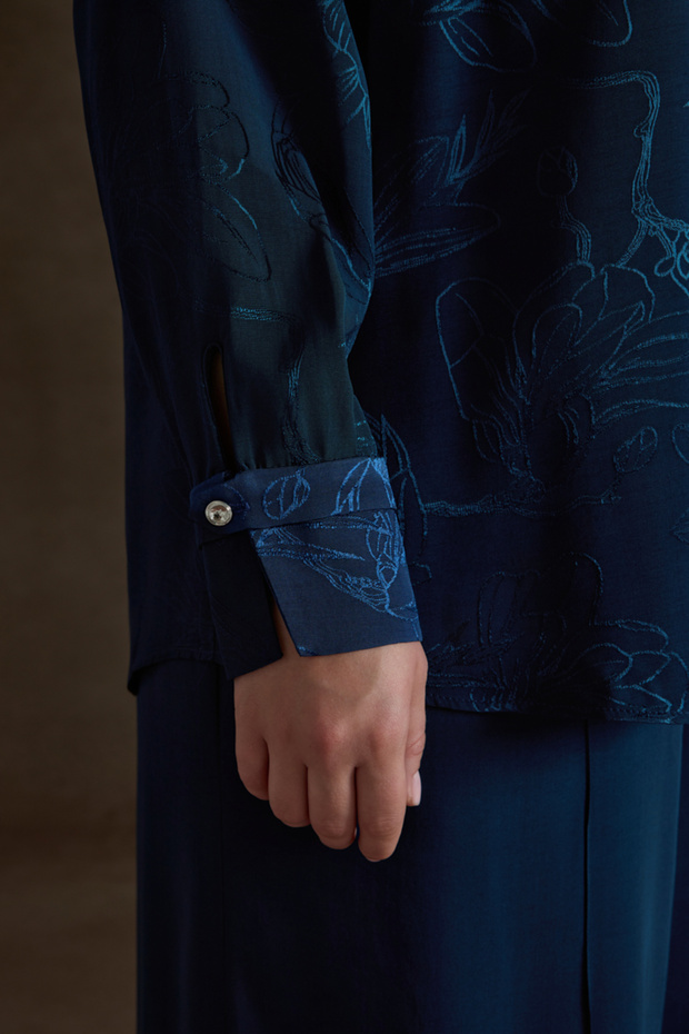 Lacivert Rayon Viscon Bluz - 5