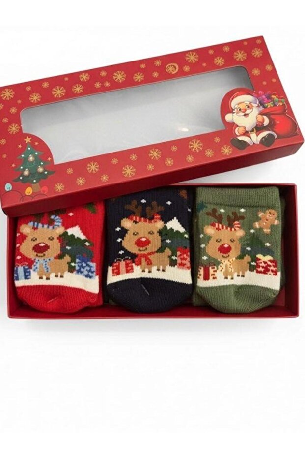 Baby New Year Themed 3-Piece Boxed Towel Socks Set