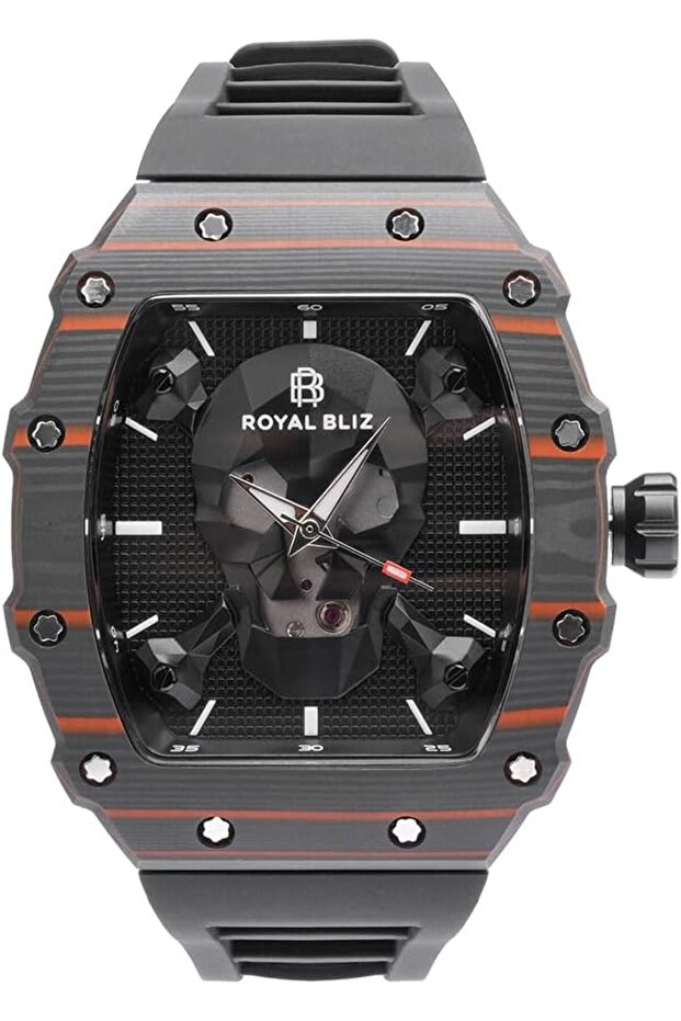 RB CF Craft Men's Automatic Watch, 316L Steel & Carbon Fiber Case (Orange)