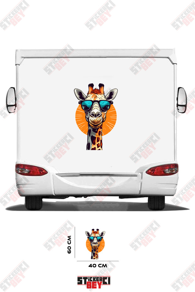 Giraffe with Glasses Visual Caravan Sticker Coating