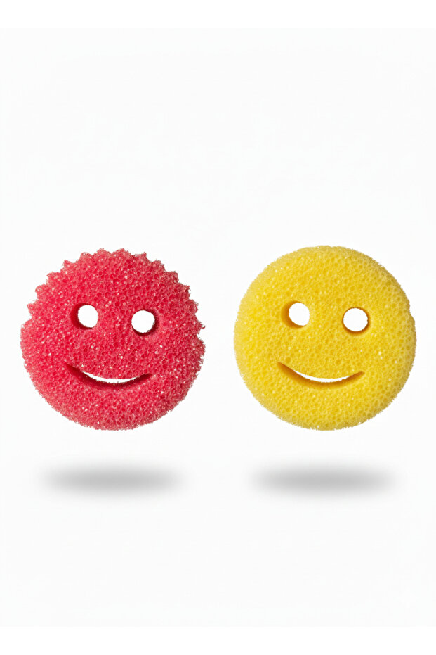 Set of 2 Smiling Face Dish Sponges – Durable Stain Remover Kitchen Cleaning Sponge