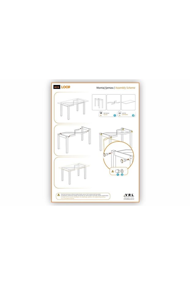 Loop Cam Mutfak Cafe Masası - 3
