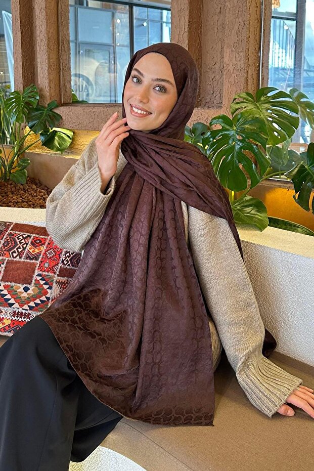 شال بلو دينم آيروبين فلوش جاكار بني