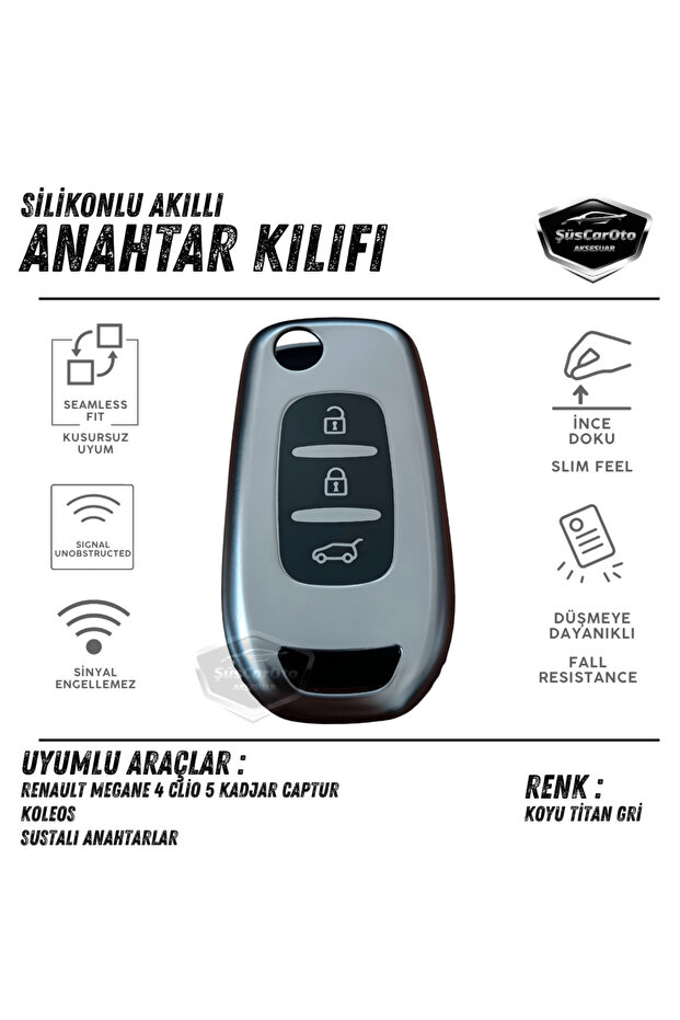 Renault Megane 4 Clio 5 Kadjar Captur Kaleos Silicone Auto Key Case Cover Container Shock-Absorbing Keychain