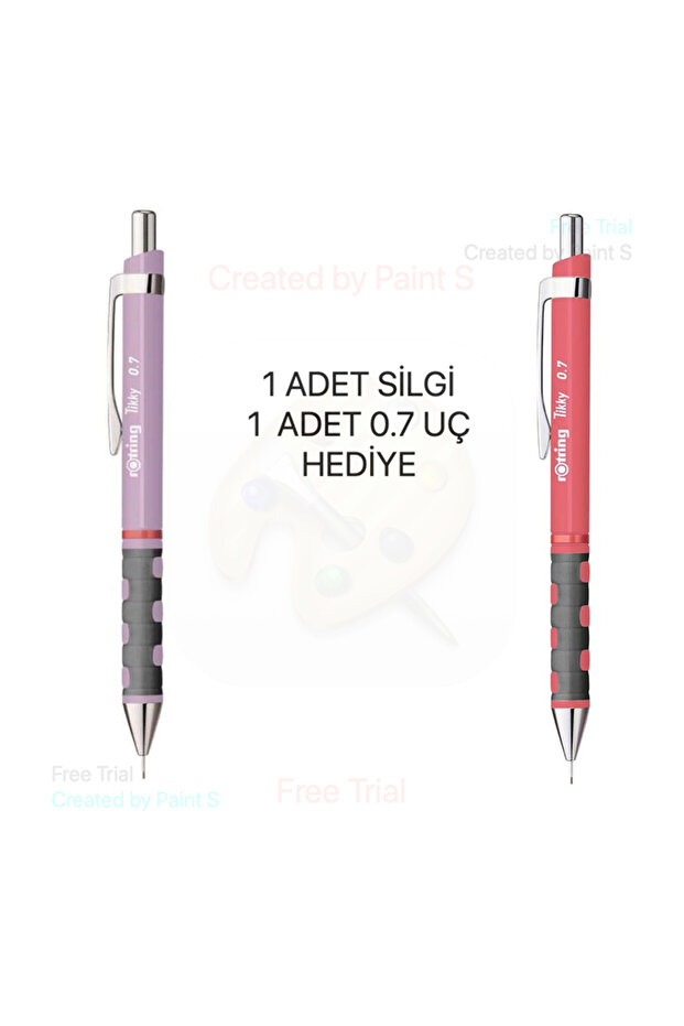 Rotring Versatil uçlu Kalem Tikky 0.7 mm LİLA ve GÜL KURUSU SET ( 1 SİLGİ VE 1 UÇ HEDİYE )