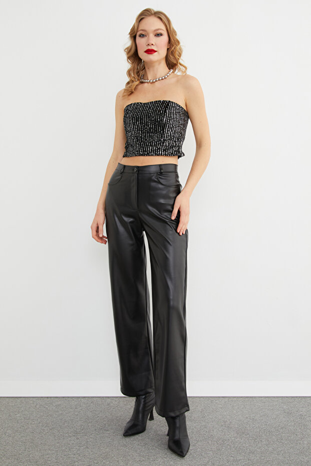 Pullu Kadife Straplez Büstiyer - 3