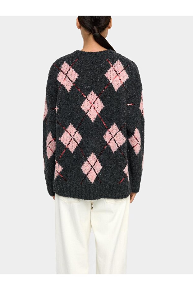 Elmas Desenli Örme Kazak - 4