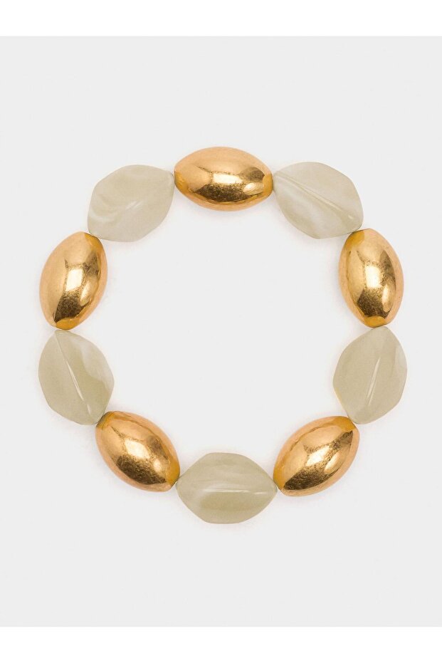 Oval Boncuklu Elastik Bileklik - 1