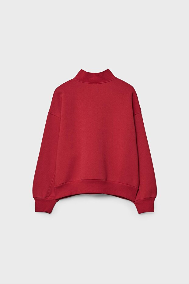 Fermuarlı ve işlemeli sweatshirt - 6