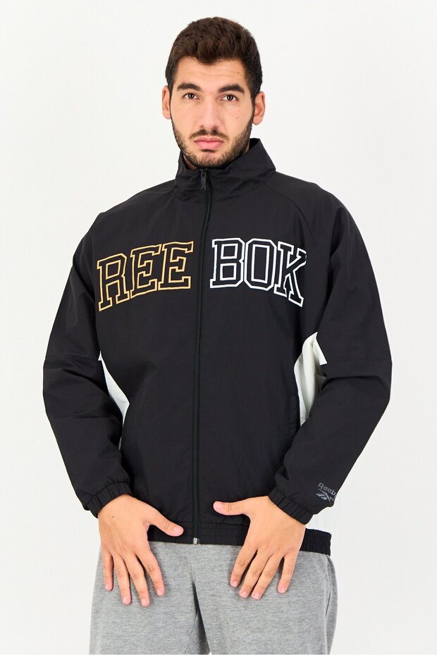 Men Sportswear Fit Long Sleeve Outdoor Jacket, Black