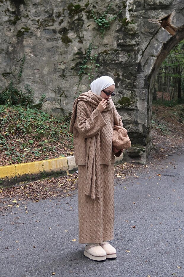 Polina Triko Takım Camel